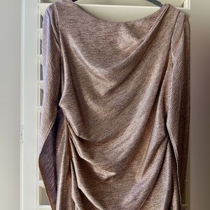 R&M Richards SZ10 Rose Gold cocktail dress knee length worn once attached cape